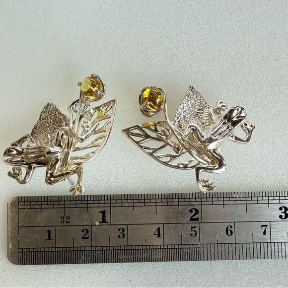 Citrine Frog Earrings and pendant set New 925 sterling silver - Picture 13 of 14